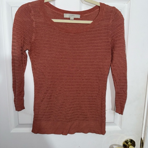 LOFT Rust Orange Ribbed Knit Sweater XS - Picture 1 of 3
